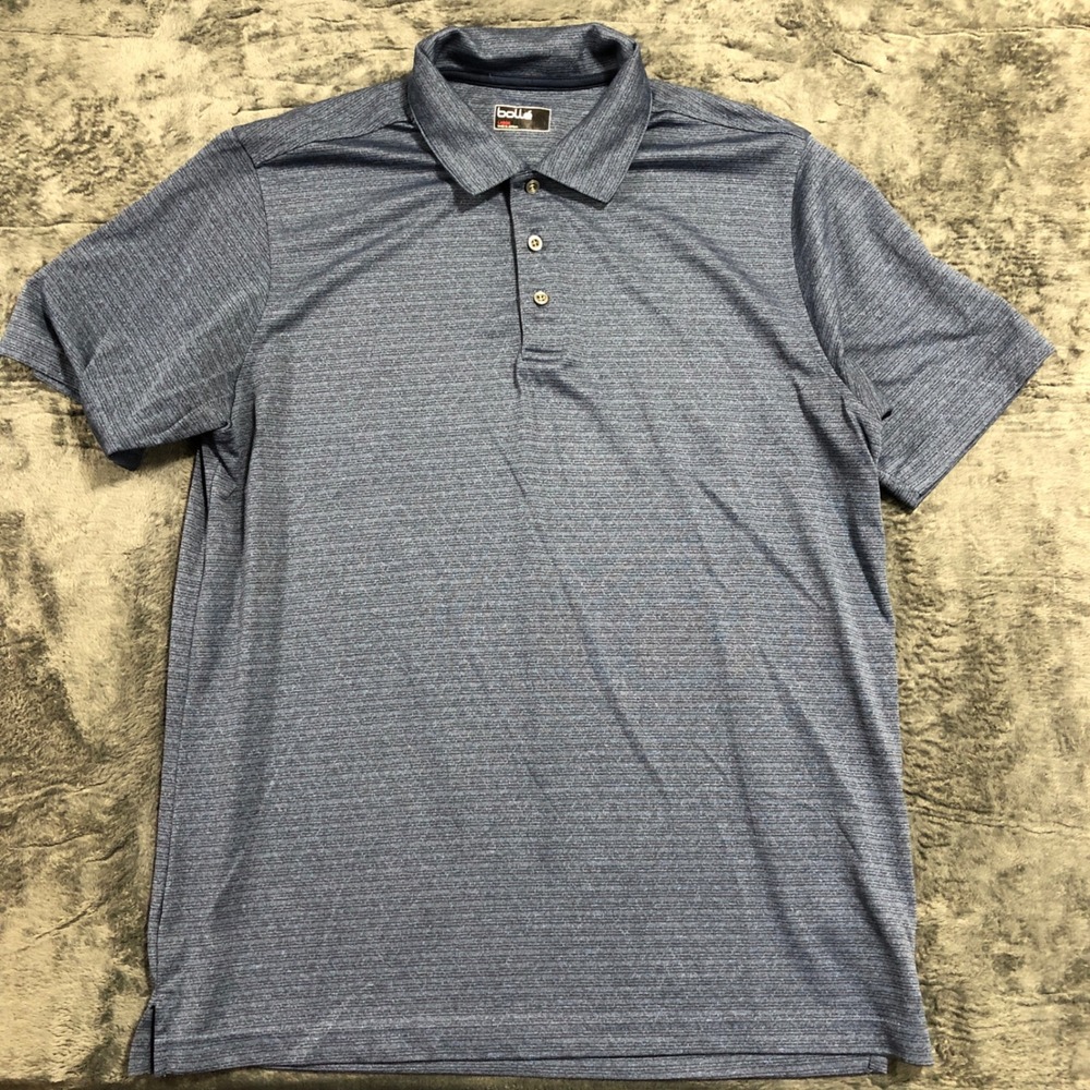 Bolle Polo Shirt Mens Large Blue Space Dye Short Sleeve Performance Golf 1348343